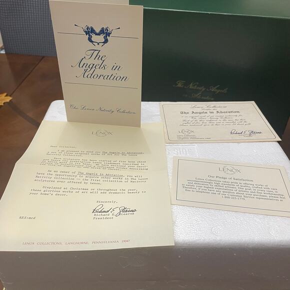 VTG Lenox Collection Nativity Angels of Adoration White Bisque China Figurines - Picture 4 of 15